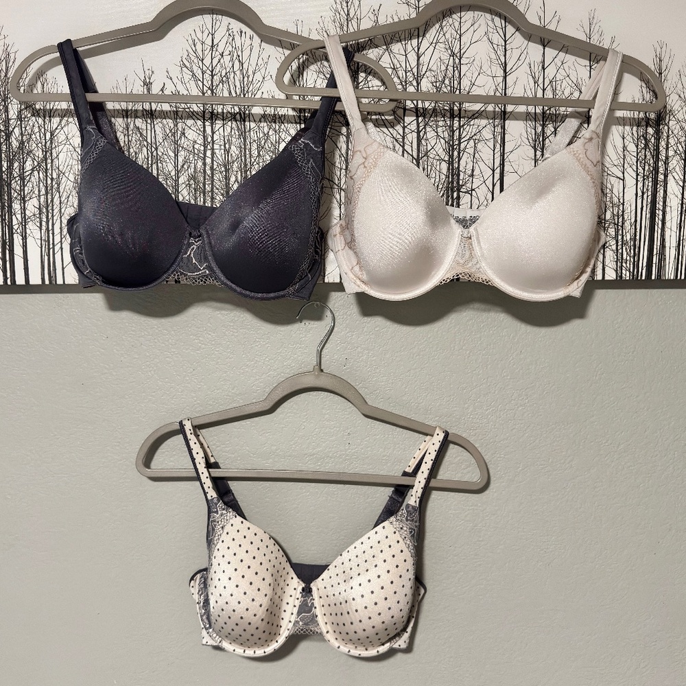 Set of 3 Bali Women's One Smooth U Side Support Bra Style 3547